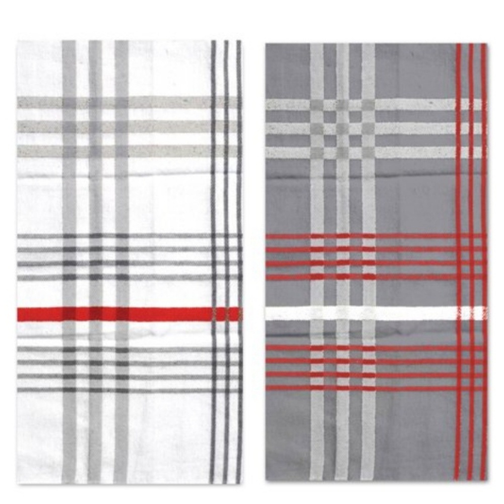Hotel by Domay Jumbo Tea Towels Gray Red White